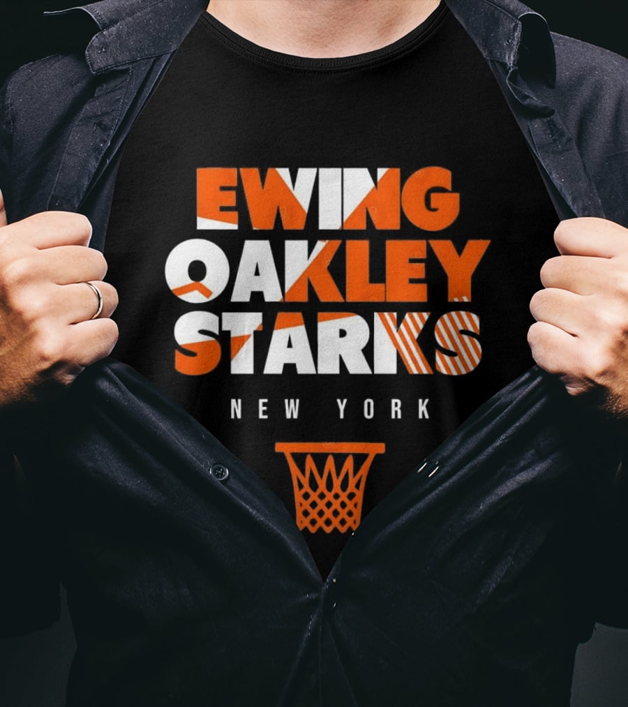Ewing Oakley Starks New York Knicks Basketball Legends 90s Hoop T-Shirt