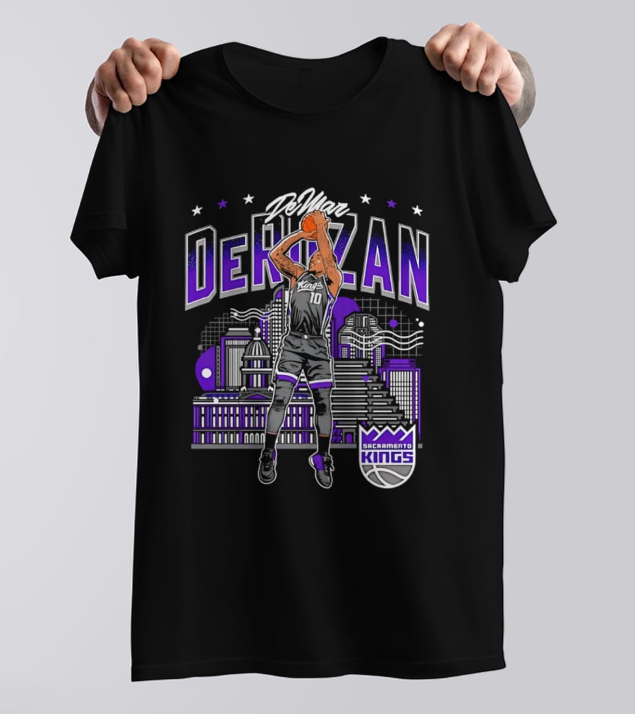DeMar DeRozan Sacramento Kings Number 10 Skyline Basketball T-Shirt