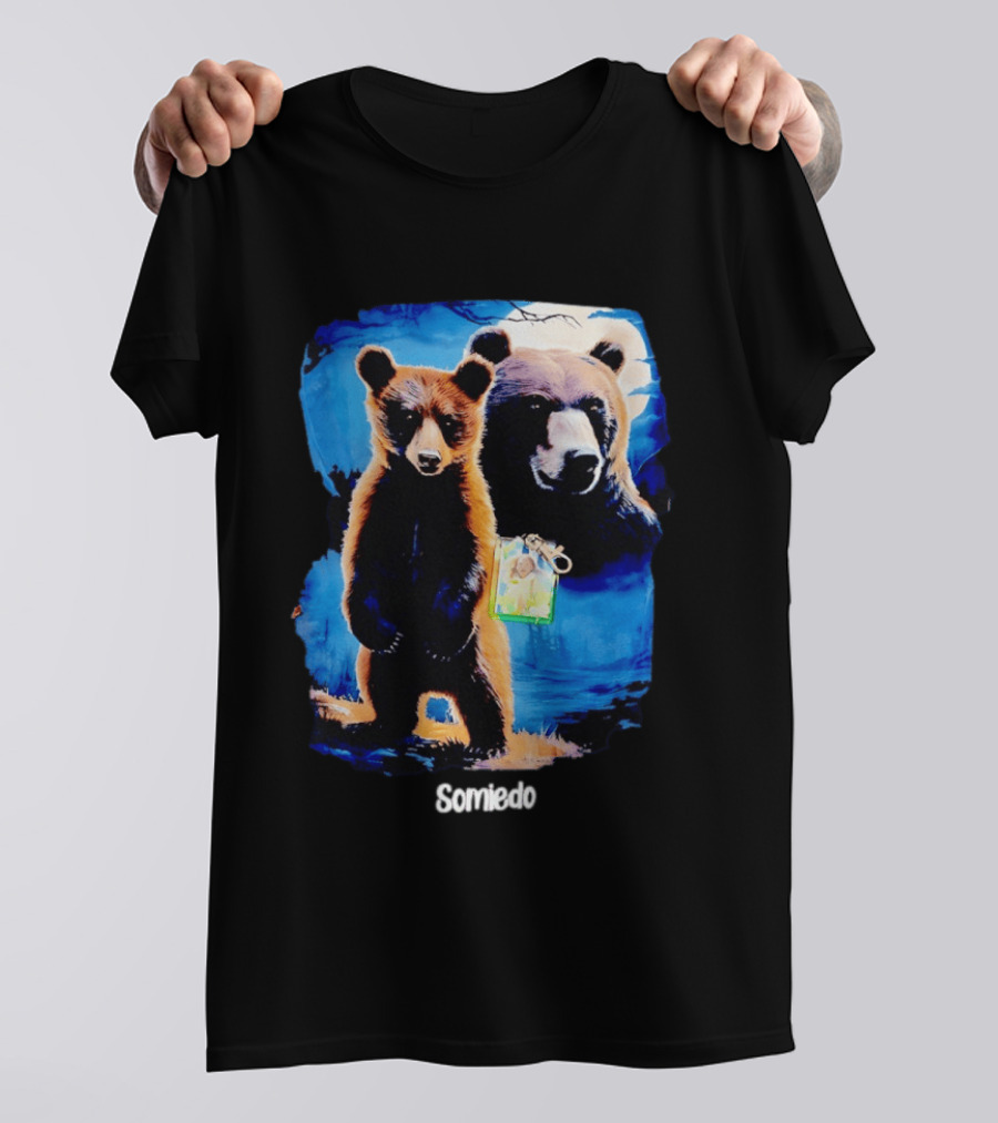 Somiedo Bears Cub Wildlife Art Blue T-Shirt