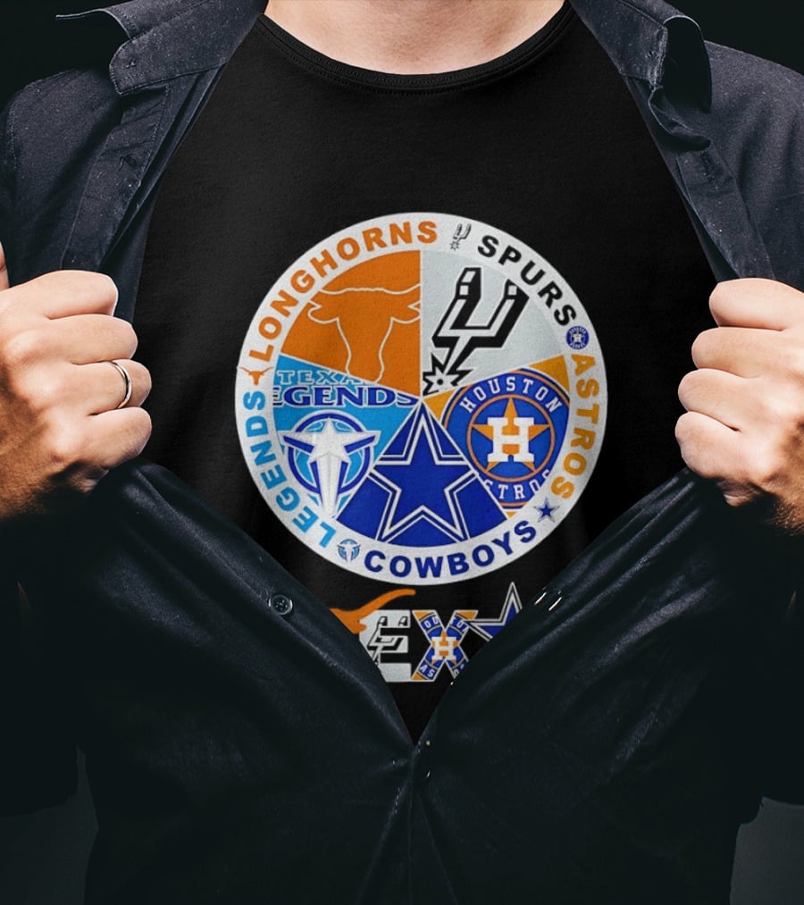 Texas Longhorns Spurs Astros Cowboys Legends Pride T-Shirt