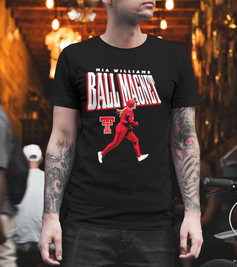Mia Williams Ball Magnet Texas Tech Logo Running Player T-Shirt