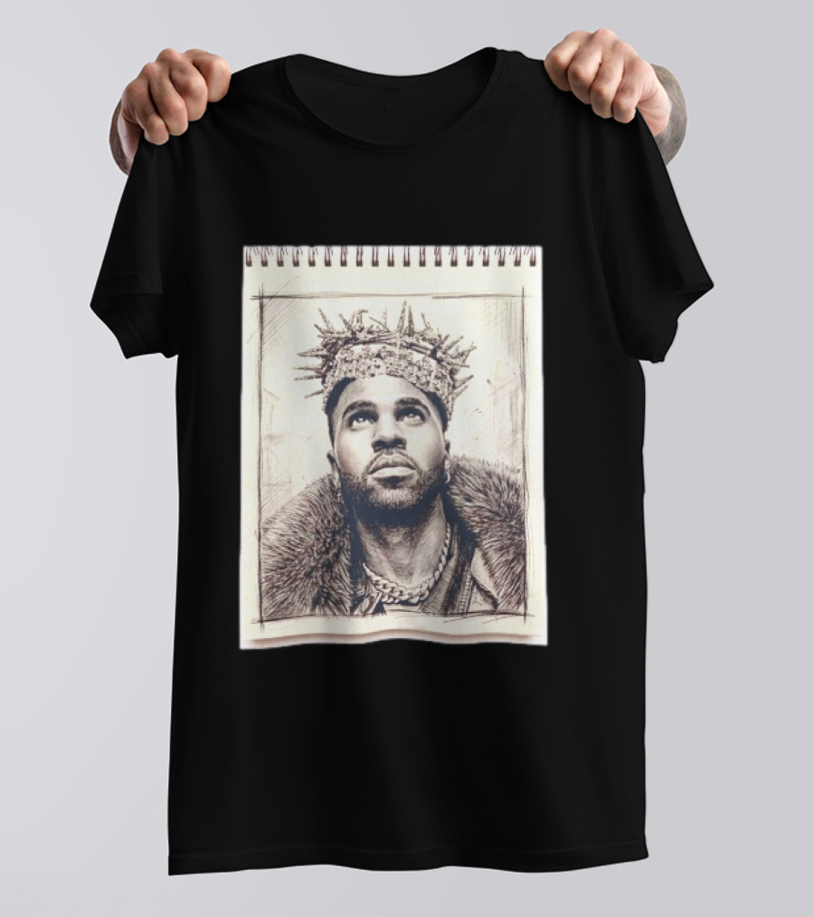 The Big Jason Derulo Sketchbook Crown Fur Chain T-Shirt