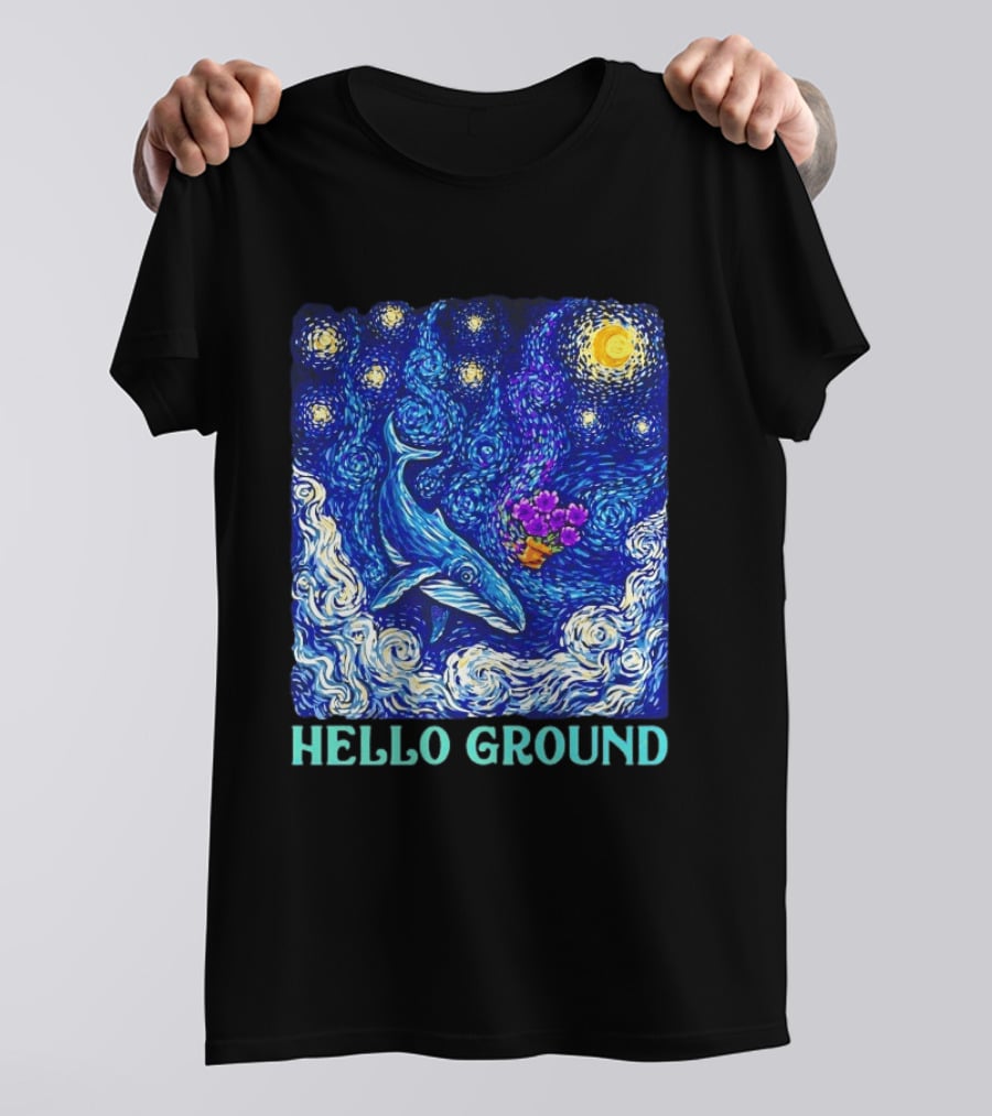 The Hitchhiker's Guide To The Galaxy Starry Night Hello Ground Whale T-Shirt