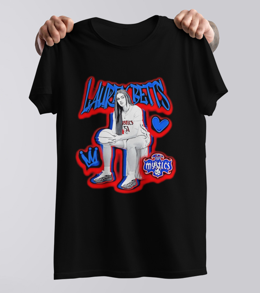 Lauren Betts Washington Mystics Basketball No. 51 Mystics Logo And Heart T-Shirt