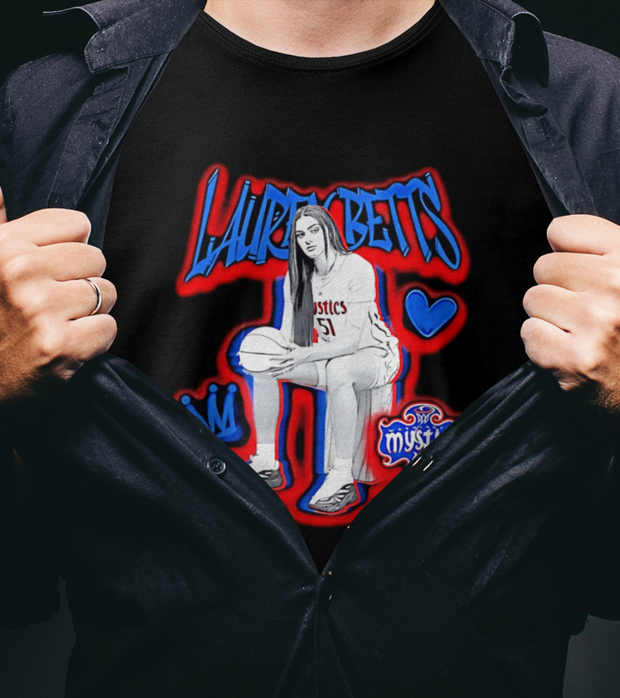 Lauren Betts Washington Mystics Basketball No. 51 Mystics Logo And Heart T-Shirt