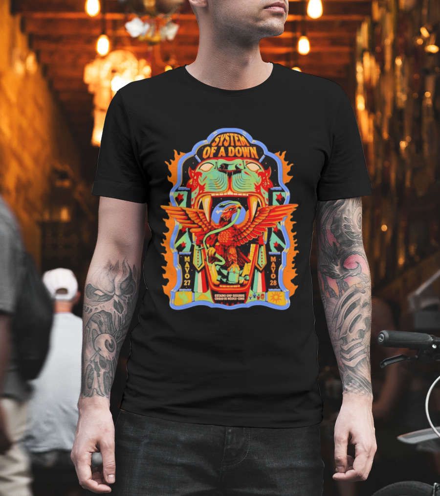 System Of A Down Estadio GNP Seguros Ciudad De Mexico May 27 28 2026 Eagle And Jaguar T-Shirt