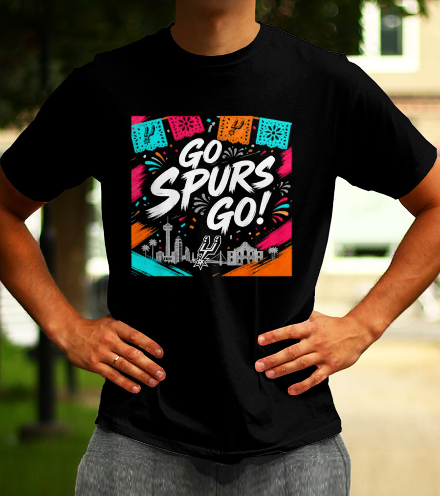 Go Spurs Go San Antonio Skyline Fiesta Celebration T-Shirt