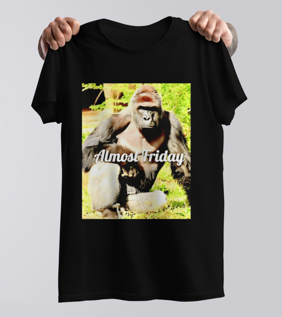 Almost Friday Gorilla Relaxing In Nature T-Shirt