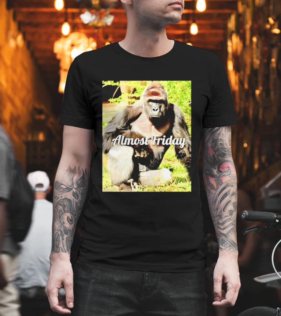 Almost Friday Gorilla Relaxing In Nature T-Shirt