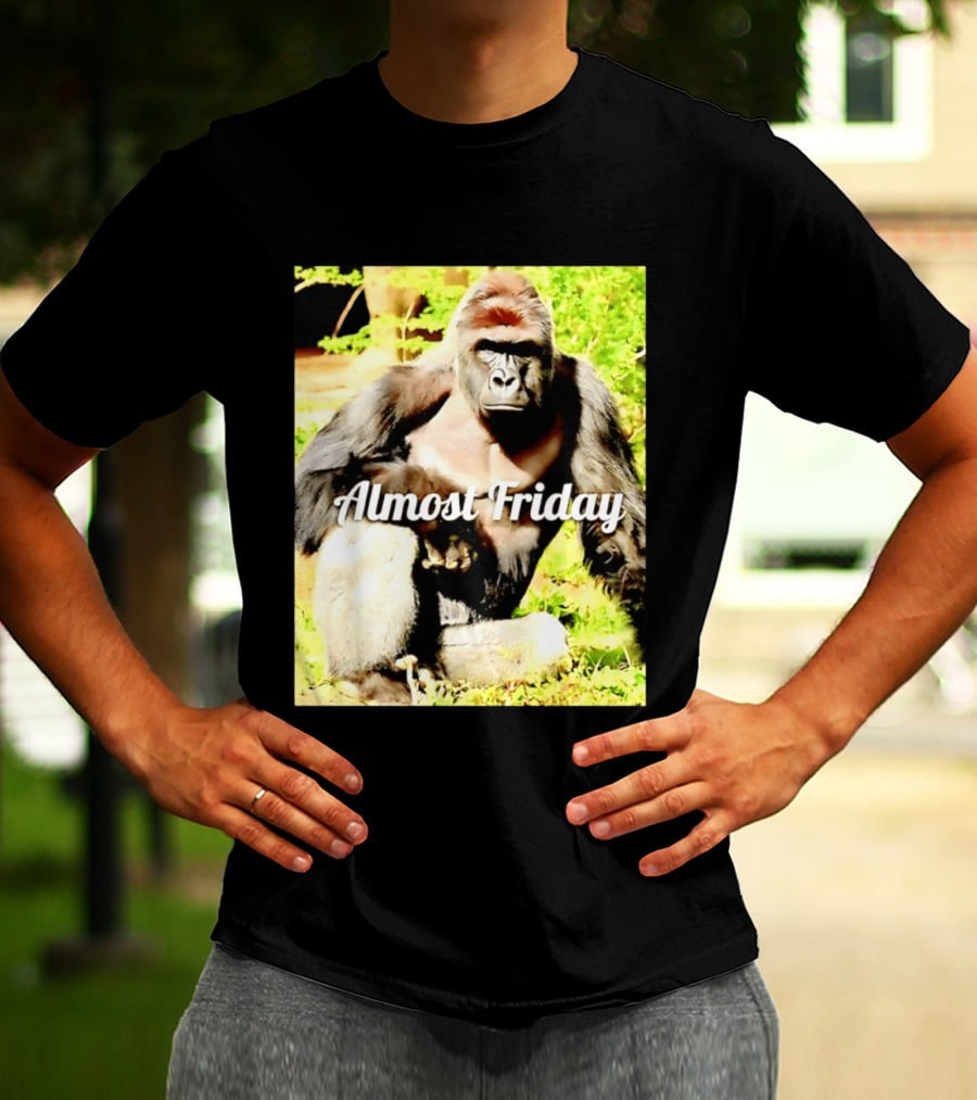 Almost Friday Gorilla Relaxing In Nature T-Shirt