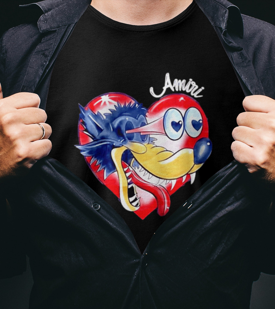 Heart Wolf Amiri Iconic Pop Art Style Fusion T-Shirt