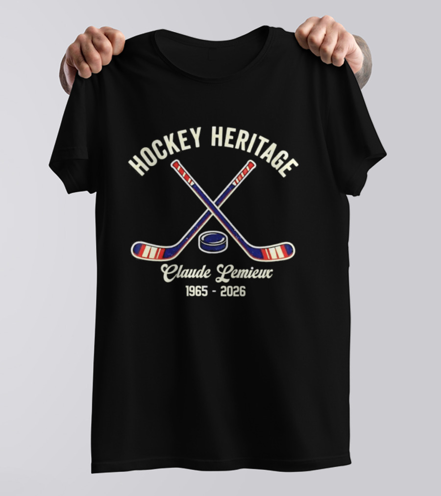 Hockey Heritage Claude Lemieux 1965 2026 Vintage Ice Hockey Sticks T-Shirt