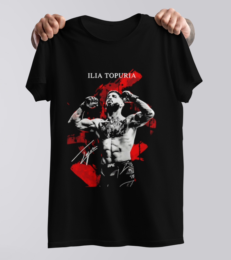 Ilia Topuria UFC Fighter Bold Red Abstract T-Shirt