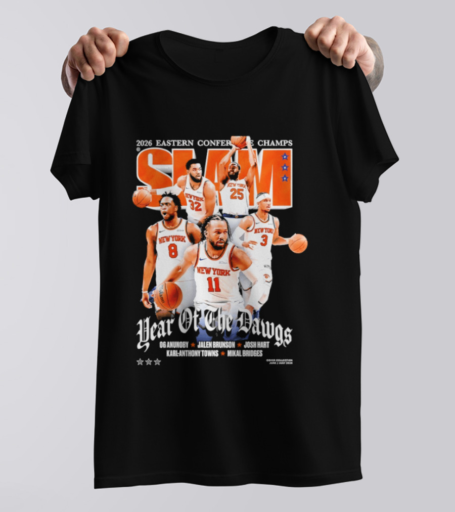 2023 Eastern Conference Champs New York Knicks SLAM Year Of The Dawgs Jalen Brunson Josh Hart Karl Anthony Towns T-Shirt