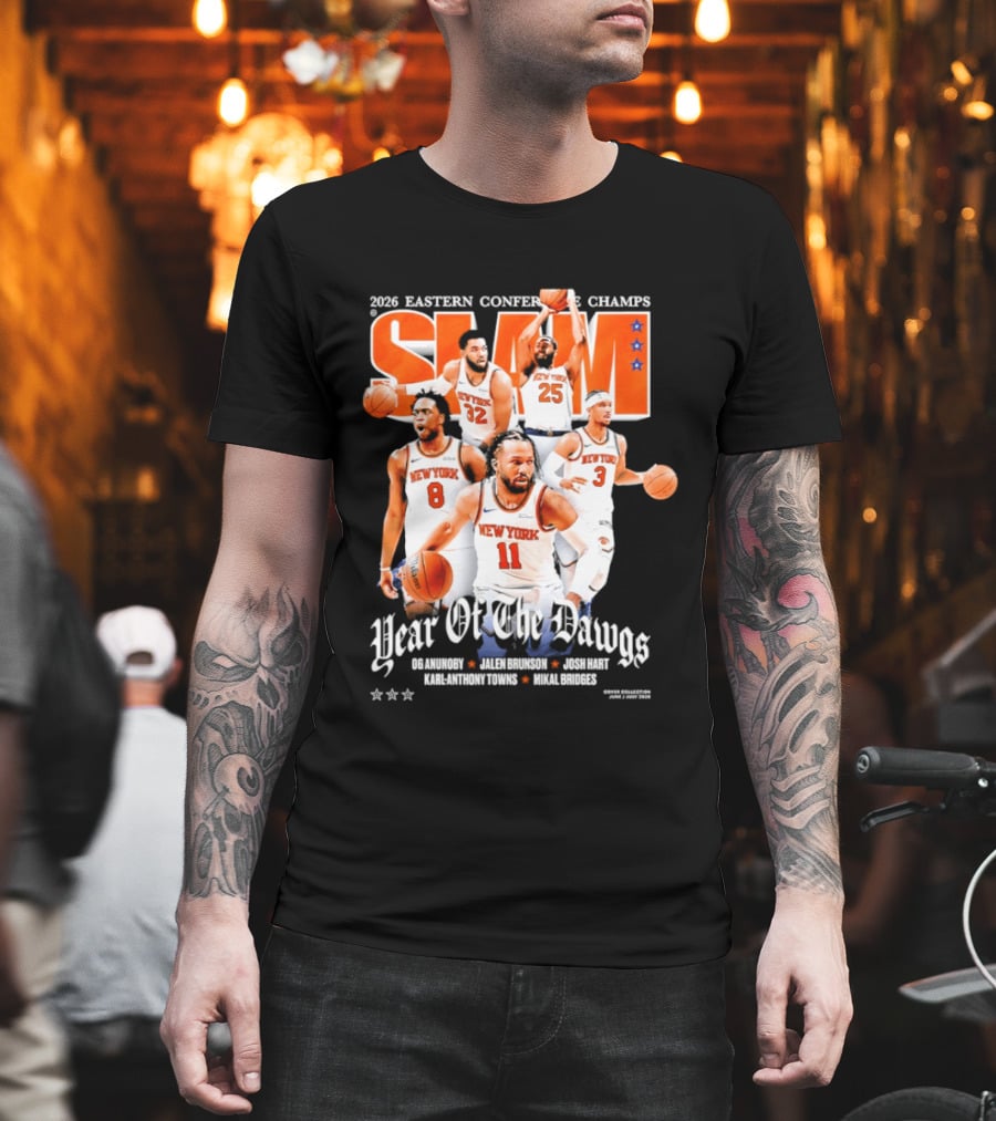2023 Eastern Conference Champs New York Knicks SLAM Year Of The Dawgs Jalen Brunson Josh Hart Karl Anthony Towns T-Shirt