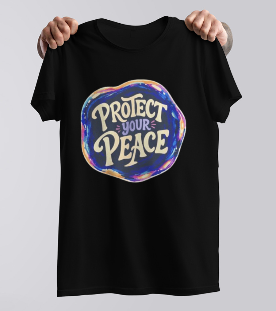 Protect Your Peace Vibrant Psychedelic Aura T-Shirt