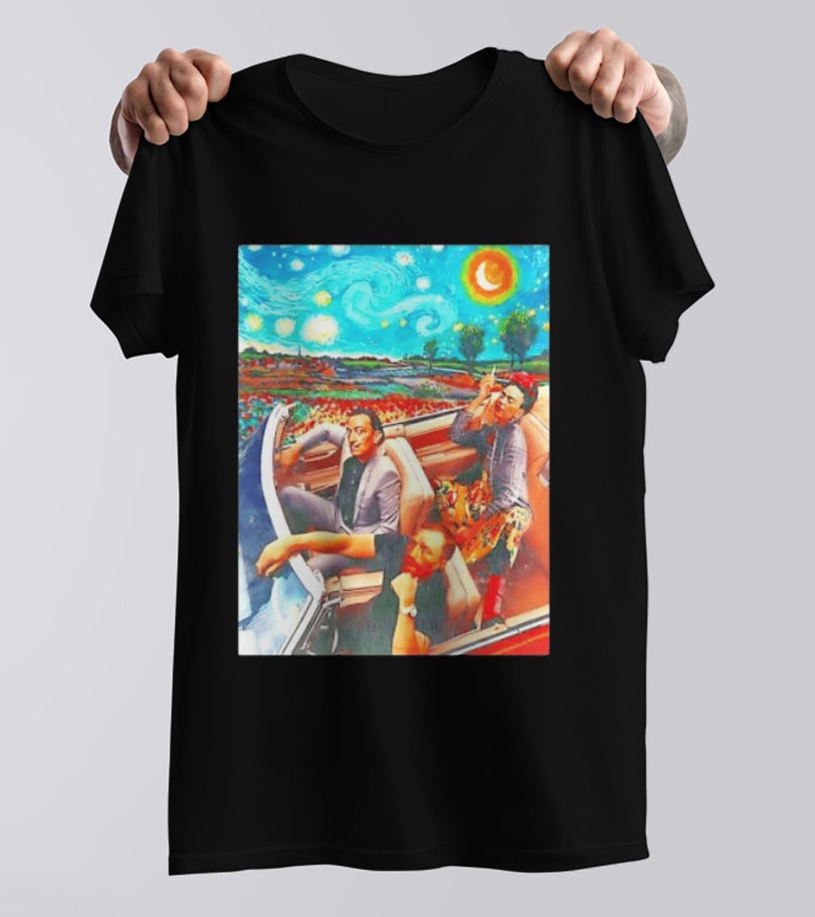 Salvador Dalí Frida Kahlo Vincent Van Gogh Starry Night Road Trip T-Shirt