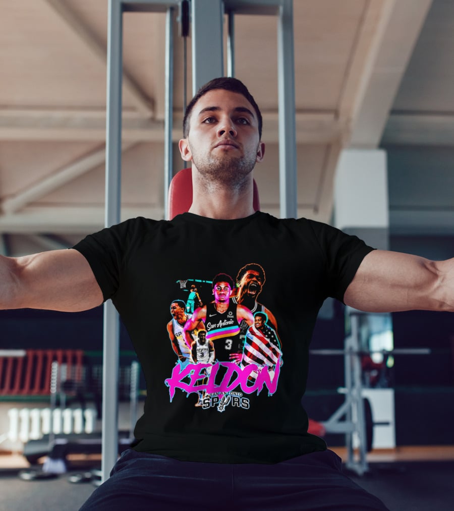 San Antonio Spurs Keldon Johnson Collage Vibrant Basketball Player T-Shirt
