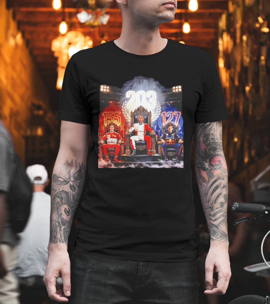Michael Schumacher Lewis Hamilton Max Verstappen F1 155 203 127 Racing Legends T-Shirt