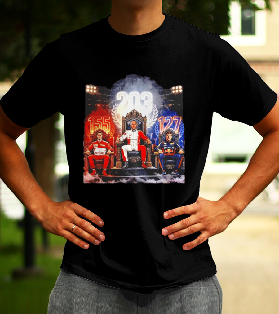 Michael Schumacher Lewis Hamilton Max Verstappen F1 155 203 127 Racing Legends T-Shirt