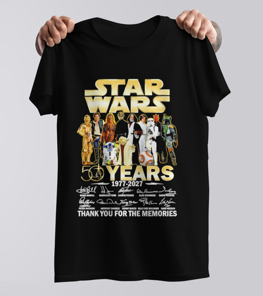 Star Wars 50 Years 1977 2027 Thank You For The Memories With Iconic Signatures T-Shirt