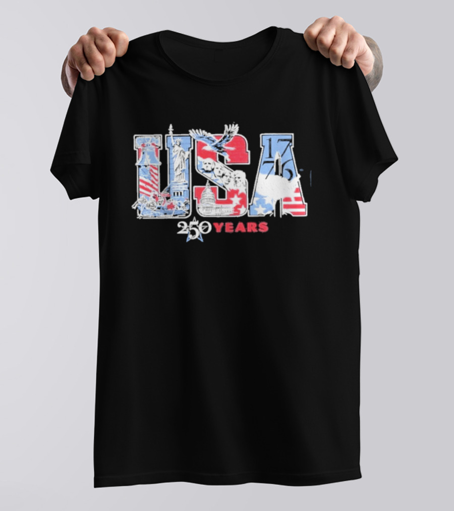 USA 250 Years 1776 2026 American Flag Liberty Eagle T-Shirt