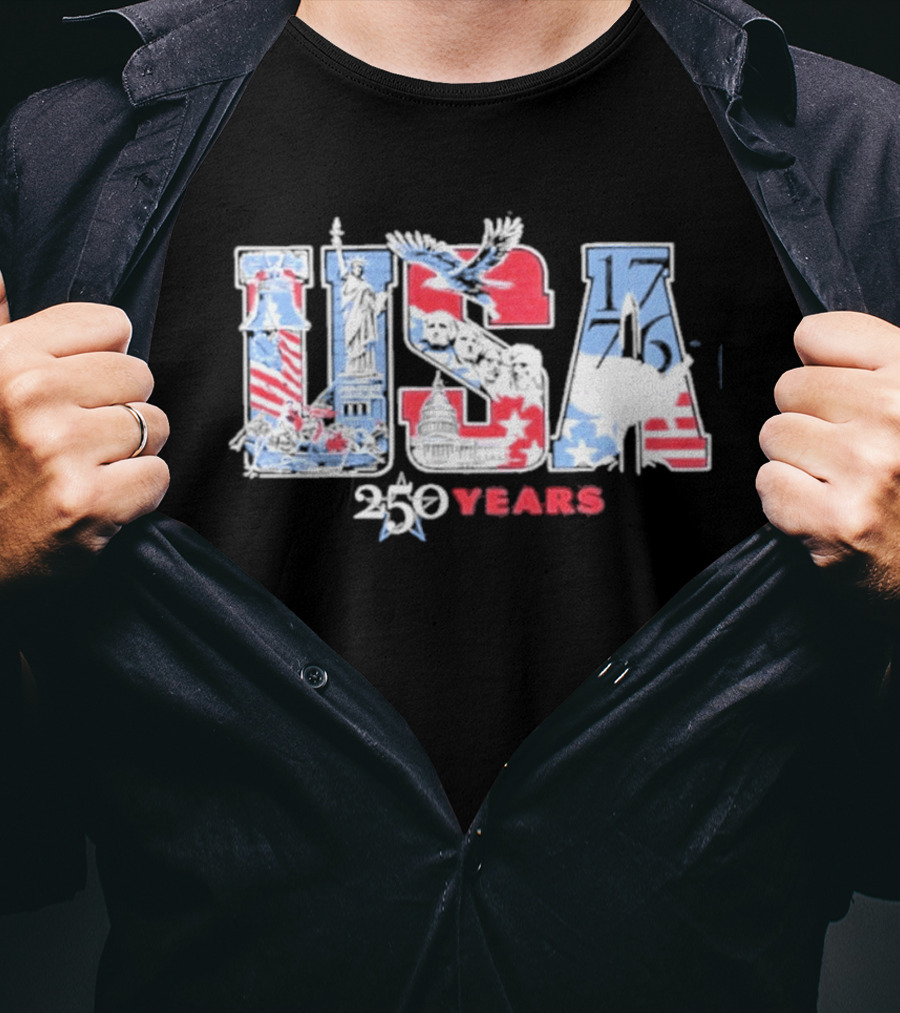 USA 250 Years 1776 2026 American Flag Liberty Eagle T-Shirt