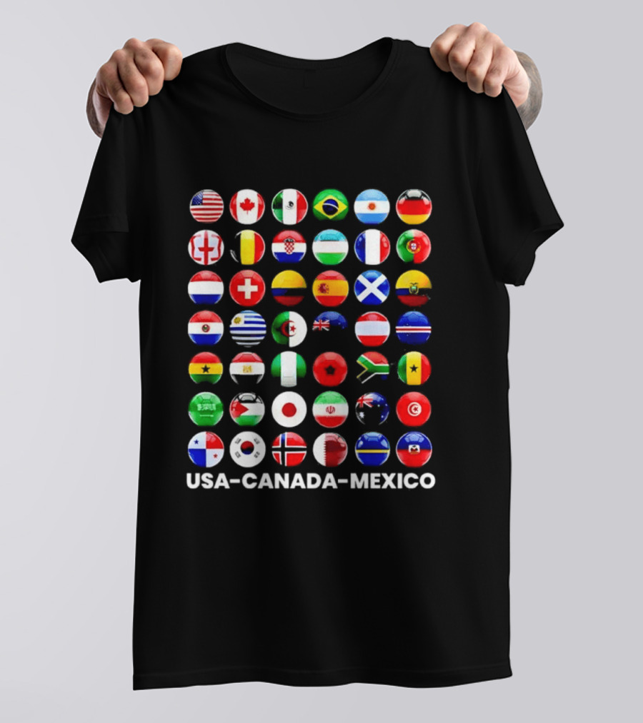 USA Canada Mexico Soccer Tournament All Country Flags United Nations Football Nations T-Shirt