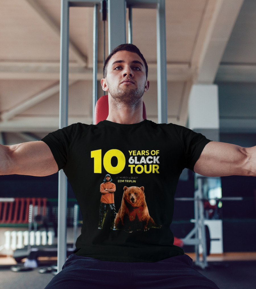 10 Years Of 6lack Tour Eem Triplin Brown Bear T-Shirt