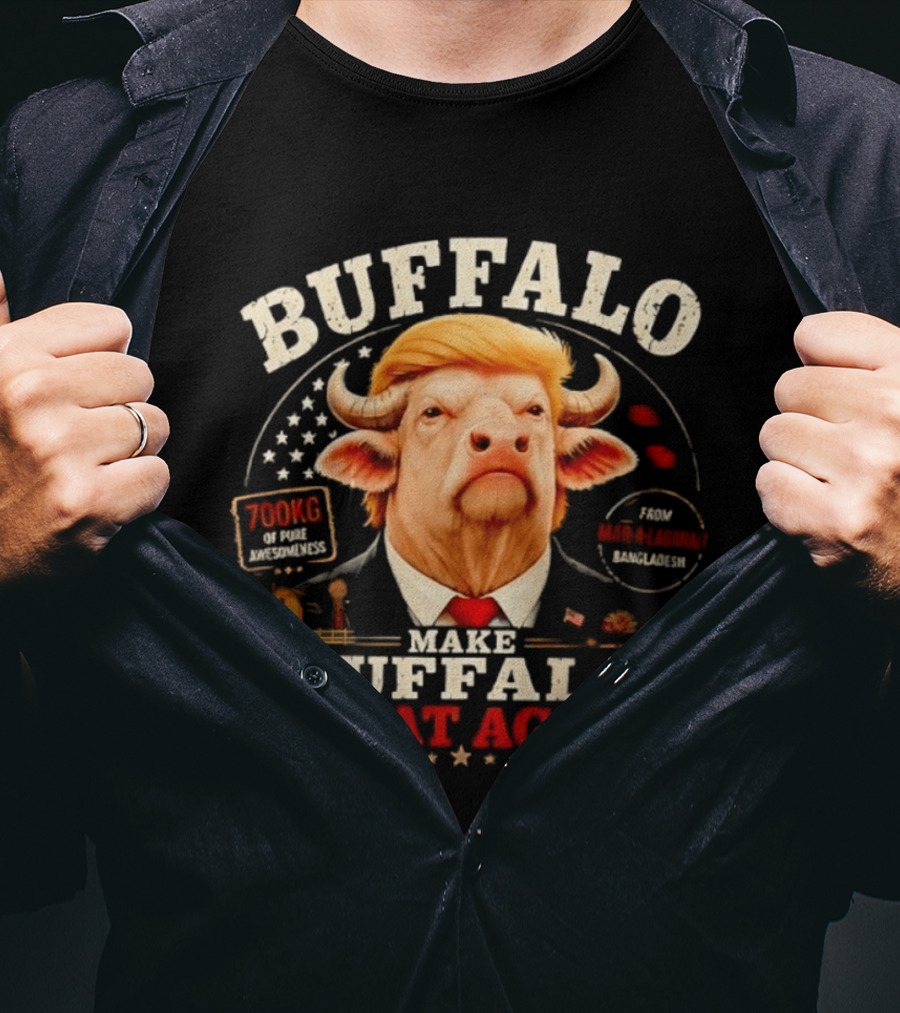 Buffalo Make Buffalo Great Again Funny Graphic With Trump Hair And Star T-Shirt
