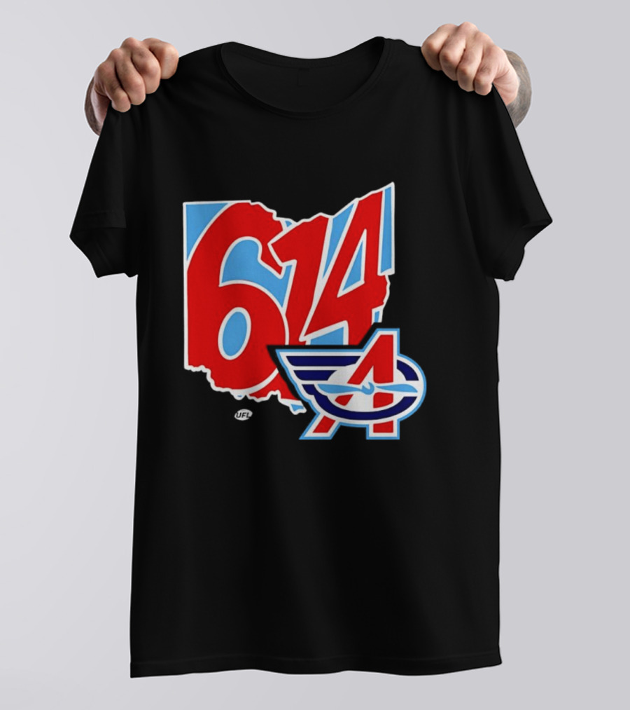 Arlington Renegades Ohio 614 United Football League State Map T-Shirt