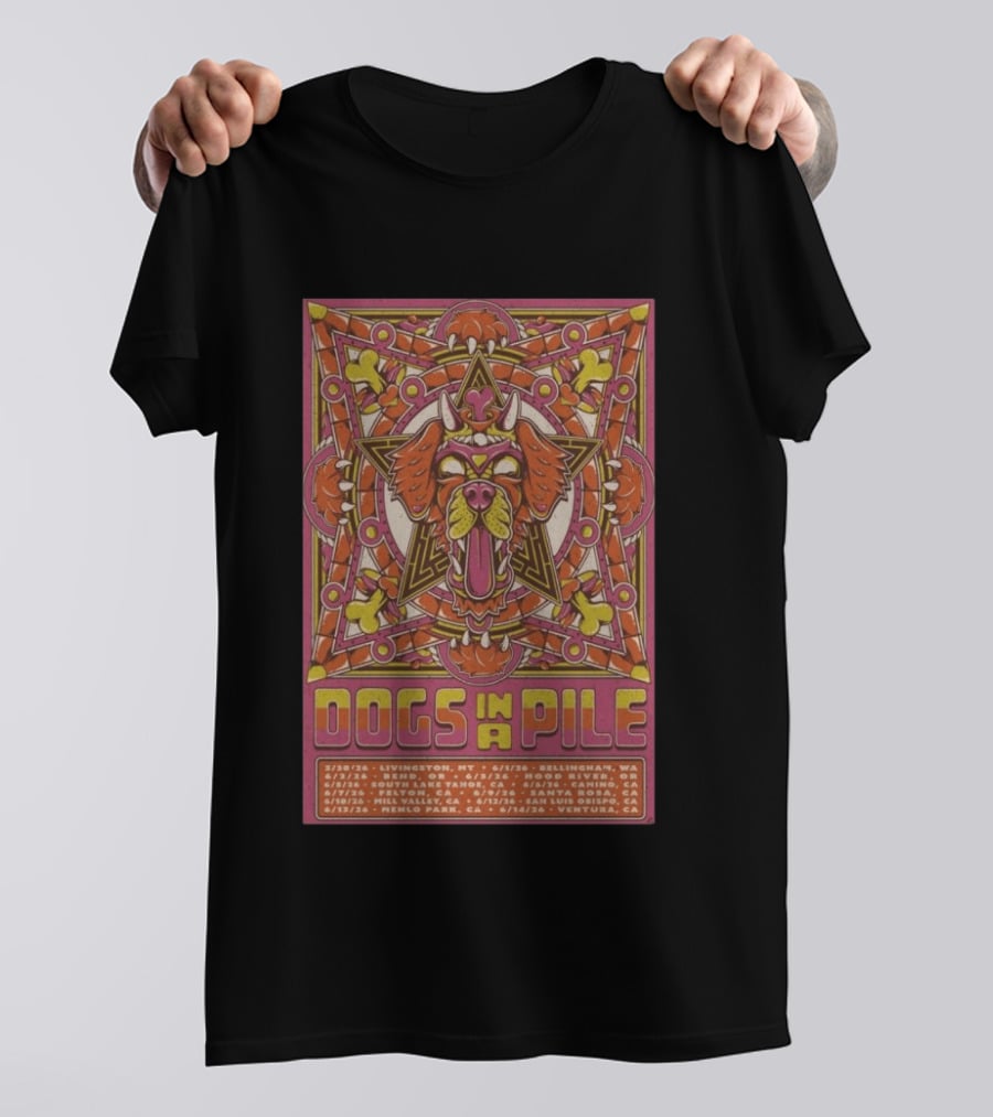 Dogs In A Pile West Coast 2026 Tour Dates And Locations T-Shirt