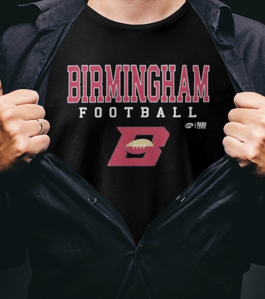 Birmingham Football Stallions UFL Letter B Football Icon Red T-Shirt