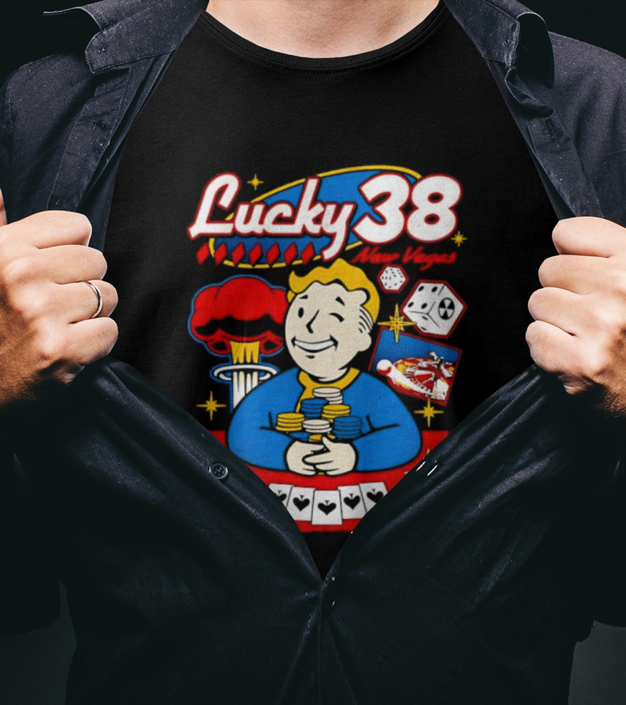 Lucky 38 New Vegas Vault Boy Poker Explosion T-Shirt