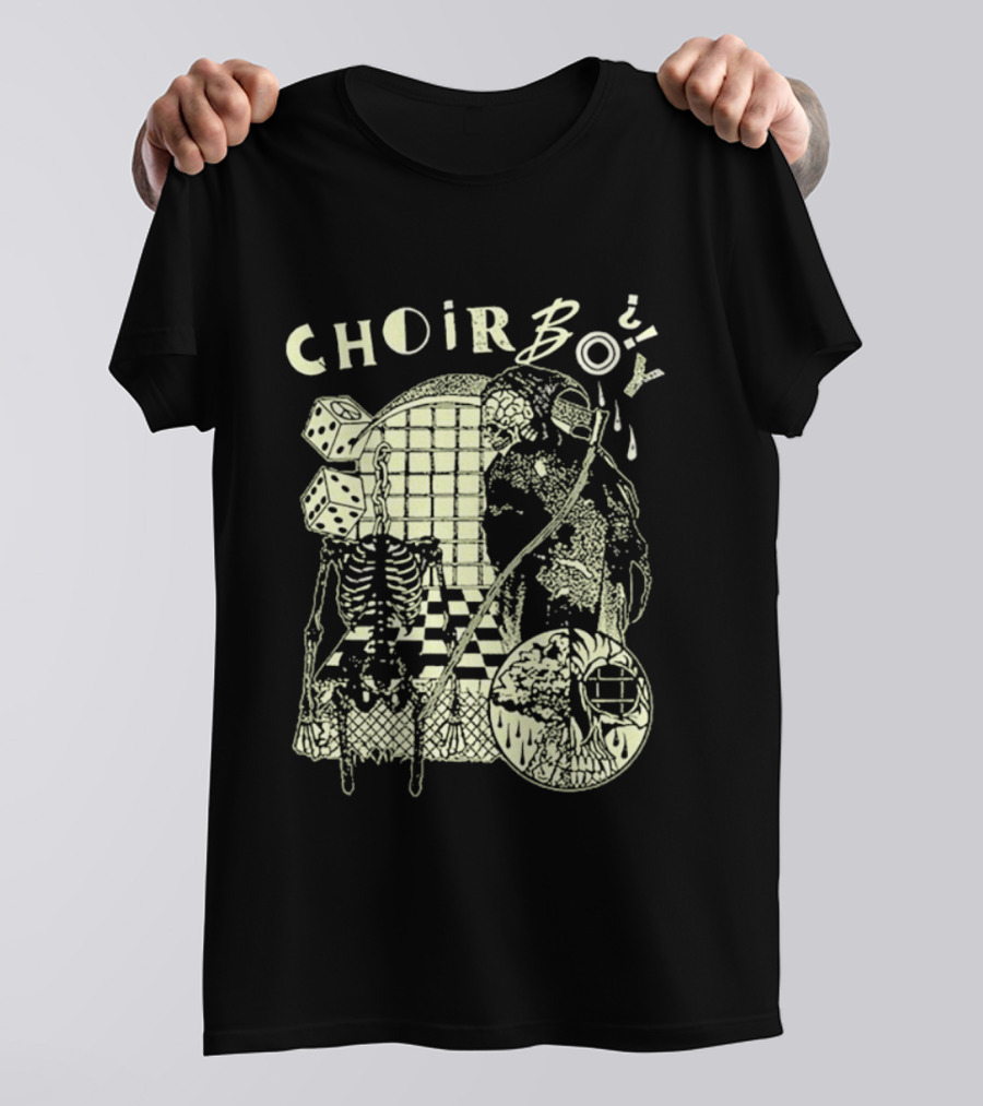 Choir Boy Reaper Skeleton Chessboard T-Shirt