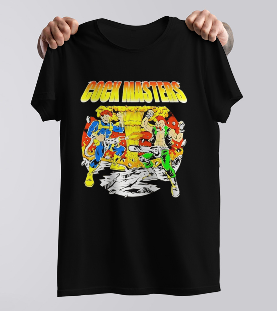 Cock Masters Cartoon Characters With Classic Action Pose T-Shirt
