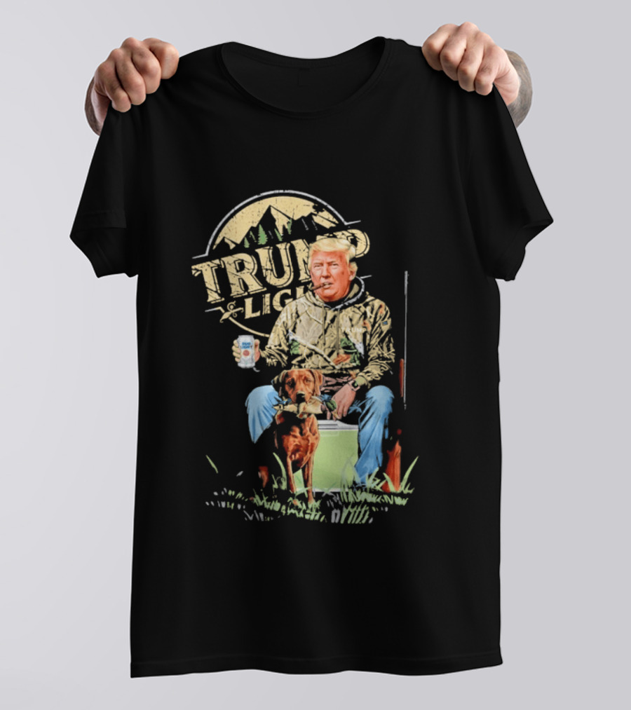 Trump Light Countryside Hunting With Dog And Beer T-Shirt