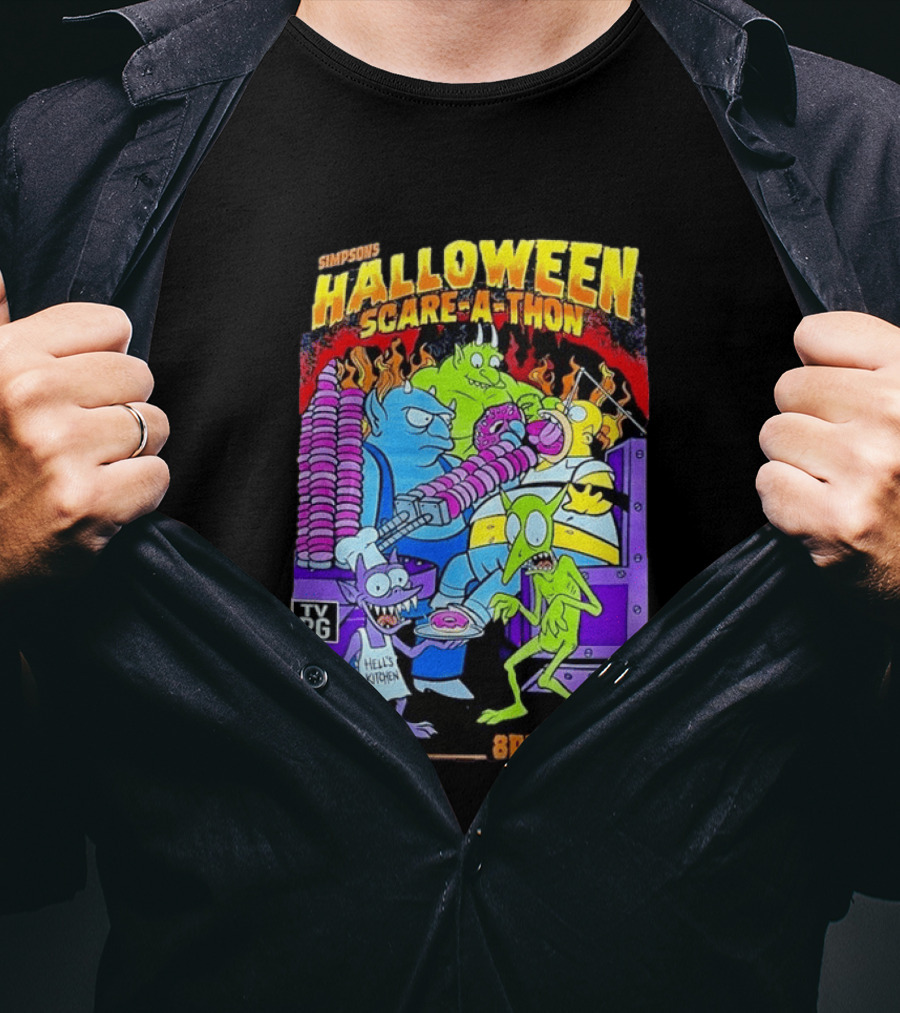 Simpsons Halloween Scare A Thon TV PG 8PM Channel 13 Hell's Kitchen Monsters And Aliens T-Shirt