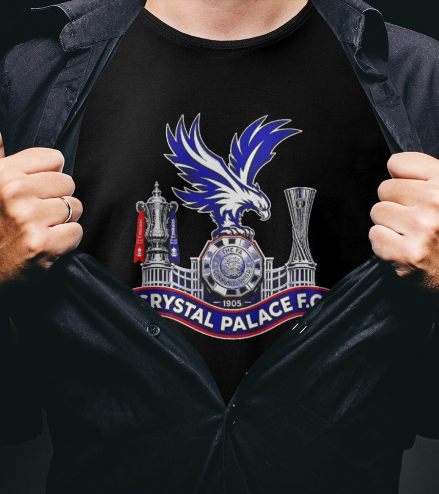 Crystal Palace FC FA Community Shield 1905 Emblem With Trophies And Eagle T-Shirt