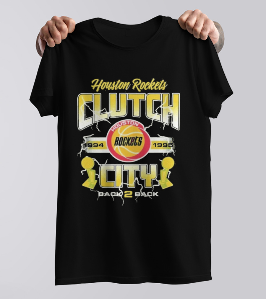 Houston Rockets Clutch City Back 2 Back 1994 1995 NBA Champs T-Shirt