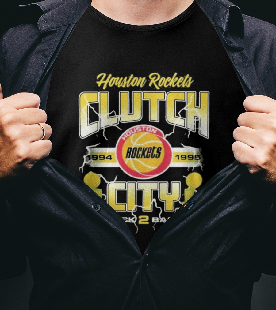 Houston Rockets Clutch City Back 2 Back 1994 1995 NBA Champs T-Shirt