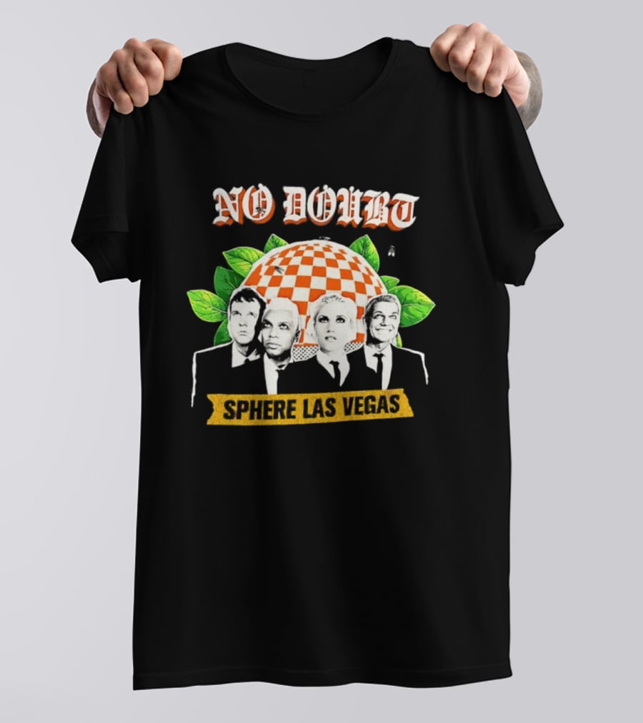 No Doubt Sphere Las Vegas Checkered Umbrella Band Members And Leaves T-Shirt