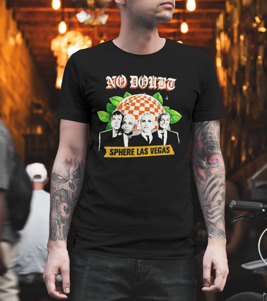 No Doubt Sphere Las Vegas Checkered Umbrella Band Members And Leaves T-Shirt