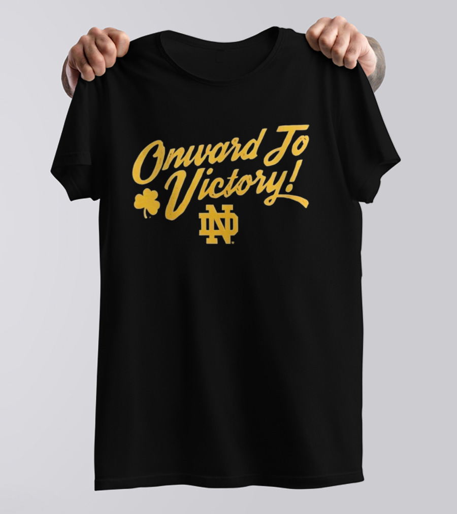 Notre Dame Onward To Victory ND Logo And Shamrock T-Shirt