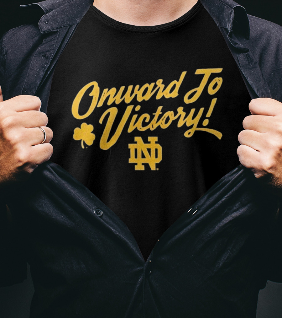 Notre Dame Onward To Victory ND Logo And Shamrock T-Shirt