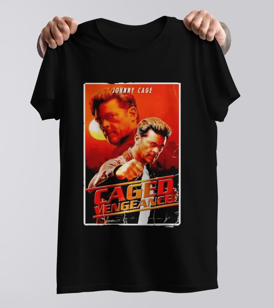 Johnny Cage Caged Vengeance Retro Action Movie T-Shirt
