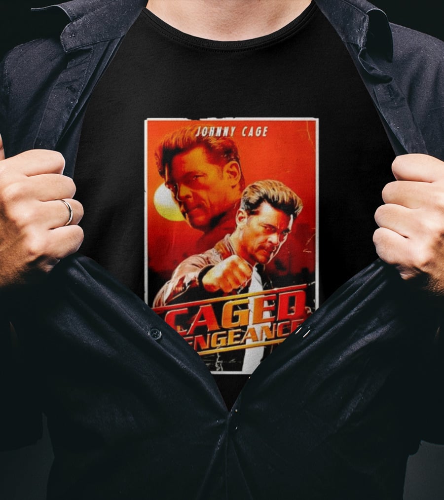 Johnny Cage Caged Vengeance Retro Action Movie T-Shirt