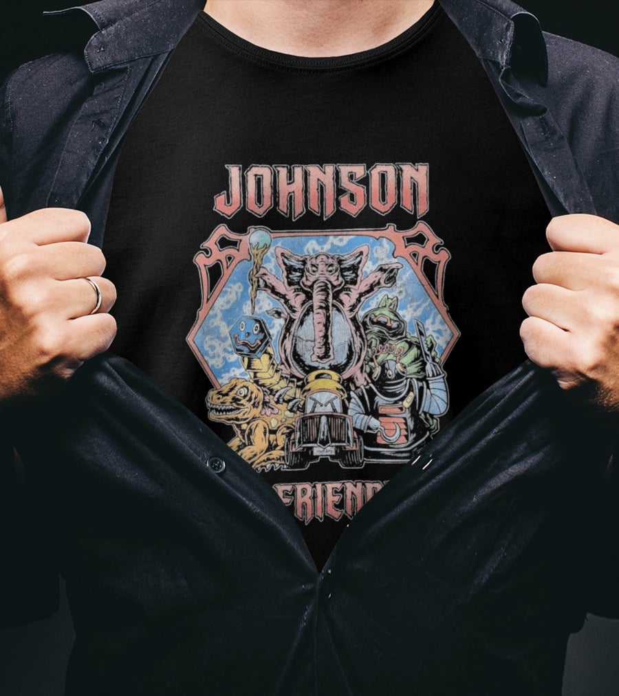 Johnson And Friends Elephant Dinosaur Robot Cartoon T-Shirt