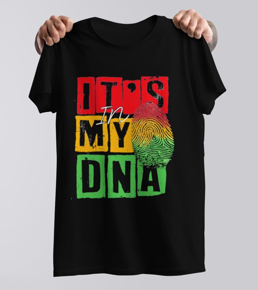 Juneteenth Black Queen It's In My DNA Fingerprint Red Yellow Green T-Shirt