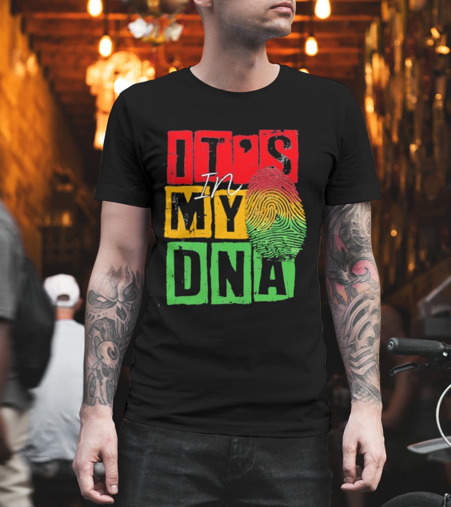 Juneteenth Black Queen It's In My DNA Fingerprint Red Yellow Green T-Shirt